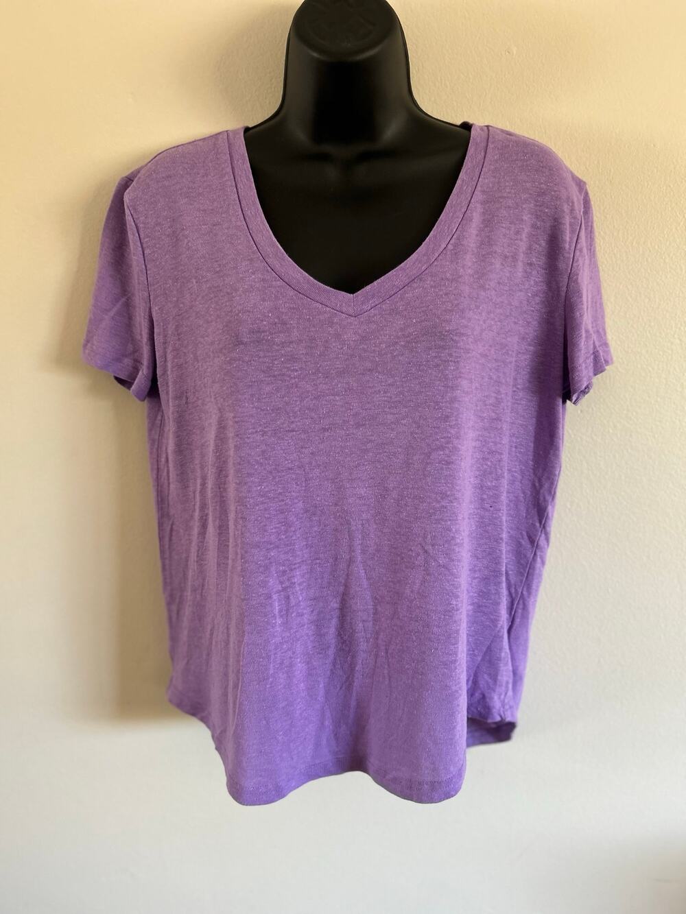 Gap Purple Linen Blend V-Neck Tee XS